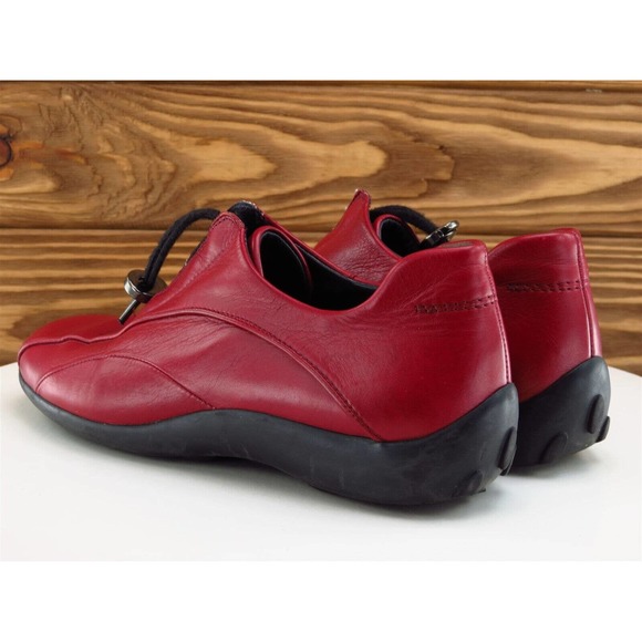 Paul Green Size 6 Loafer Red Leather Medium Drawstring Women - Picture 9 of 11